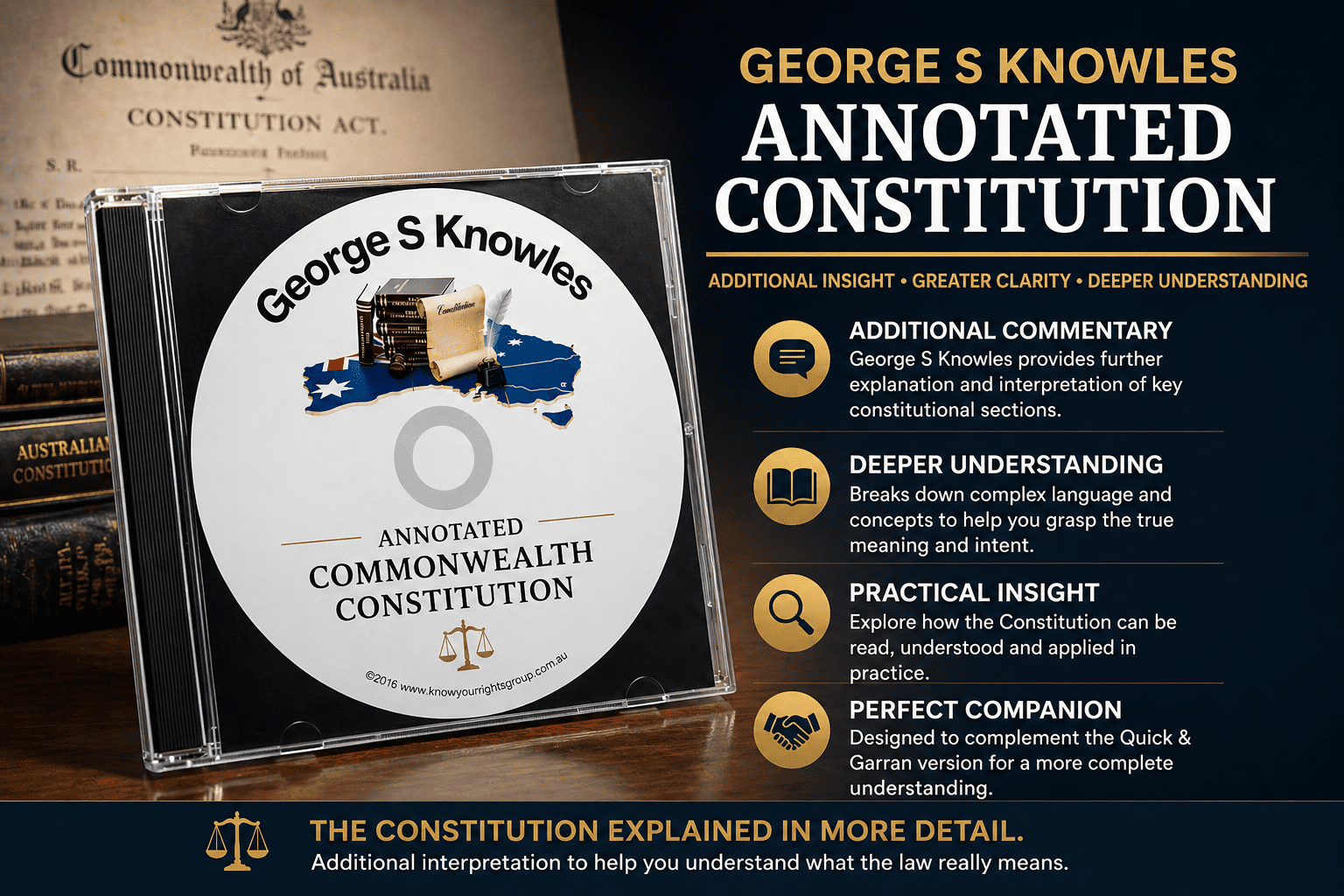 Annotated Commonwealth Constitution CD by George S Knowles highlighting interpretation, insight and practical understanding features