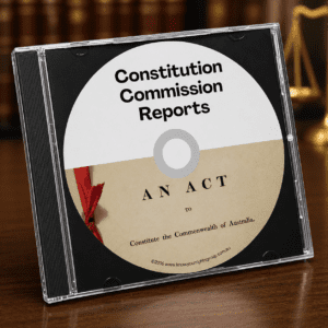 Constitution Commission Reports CD containing Australian government constitutional review documents from 1985 to 1988