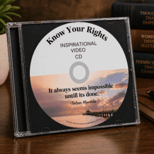 Know Your Rights Inspirational Video CD featuring motivational quote and sunset design in jewel case