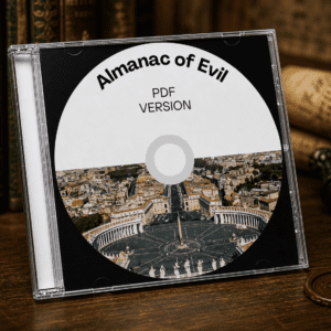 Know Your Rights Almanac of Evil CD showing Vatican city image design in jewel case with historical background